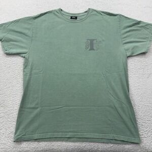 Stussy Mens Roman Column Graphic T-Shirt Sage Green Short Sleeve L 1989 Print